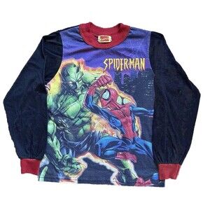 Vintage Marvel Comics Spider man Green Goblin Longsleeve Youth Shirt Front AOP